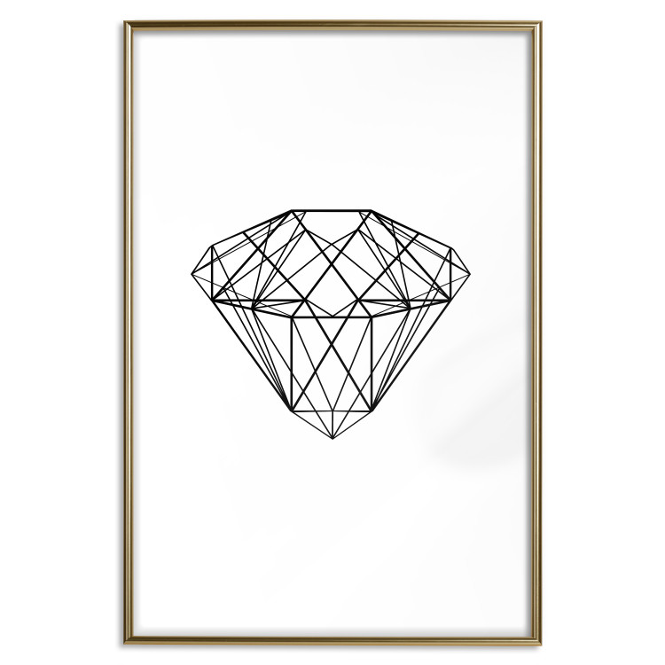Wall Poster Noble - black line art of diamond on white contrasting background 127960 additionalImage 16