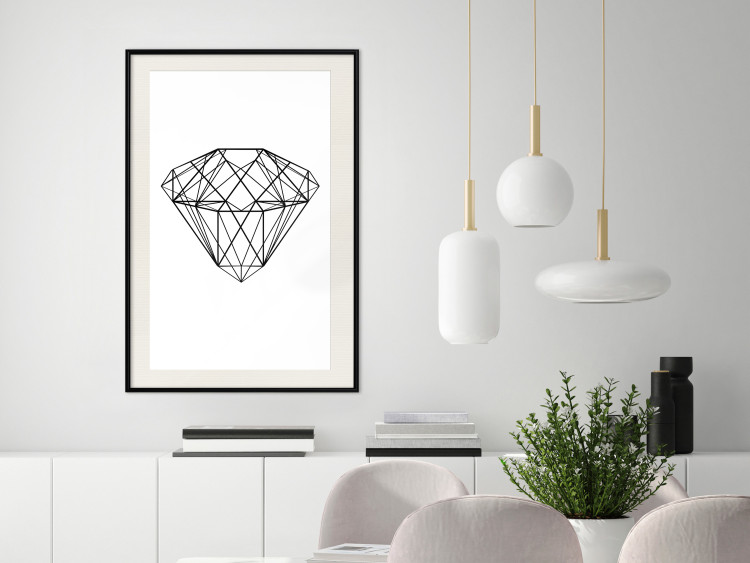 Wall Poster Noble - black line art of diamond on white contrasting background 127960 additionalImage 24