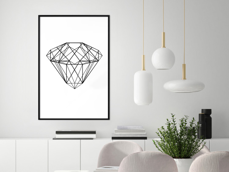 Wall Poster Noble - black line art of diamond on white contrasting background 127960 additionalImage 4