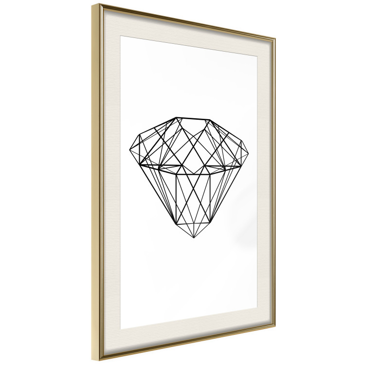 Wall Poster Noble - black line art of diamond on white contrasting background 127960 additionalImage 3
