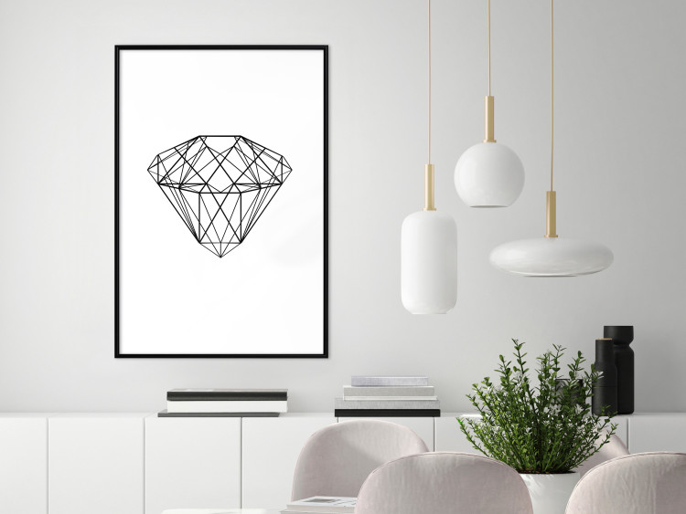 Wall Poster Noble - black line art of diamond on white contrasting background 127960 additionalImage 23