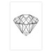 Wall Poster Noble - black line art of diamond on white contrasting background 127960