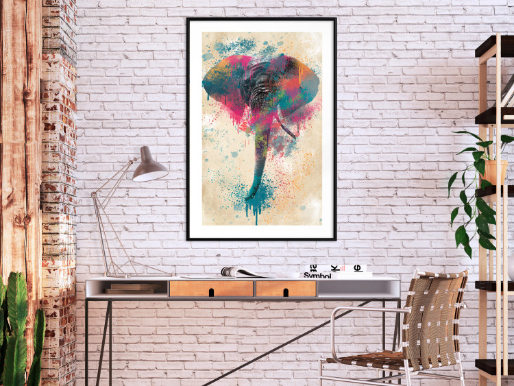Wall Poster Elephant Trunk - cheerful colorful abstraction with African animal 128860 additionalImage 18