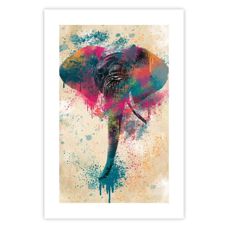 Wall Poster Elephant Trunk - cheerful colorful abstraction with African animal 128860 additionalImage 25
