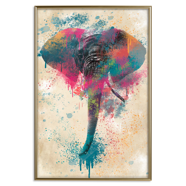Wall Poster Elephant Trunk - cheerful colorful abstraction with African animal 128860 additionalImage 17