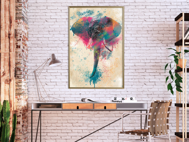 Wall Poster Elephant Trunk - cheerful colorful abstraction with African animal 128860 additionalImage 11