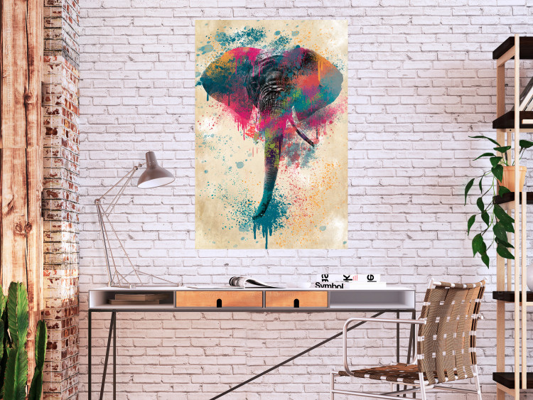 Wall Poster Elephant Trunk - cheerful colorful abstraction with African animal 128860 additionalImage 7
