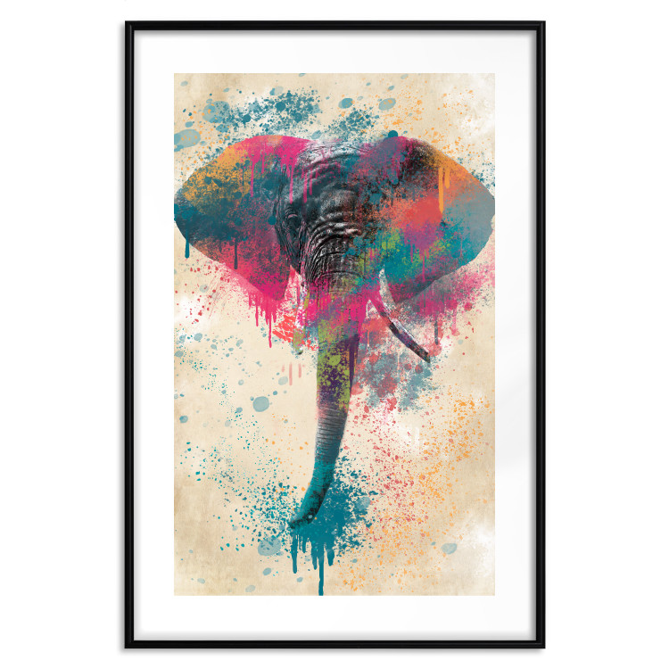 Wall Poster Elephant Trunk - cheerful colorful abstraction with African animal 128860 additionalImage 15