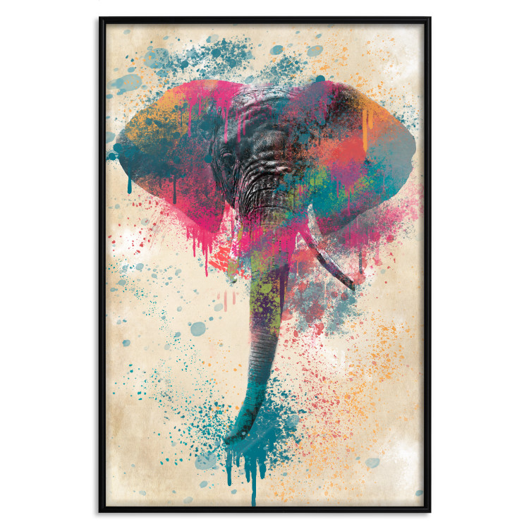 Wall Poster Elephant Trunk - cheerful colorful abstraction with African animal 128860 additionalImage 18