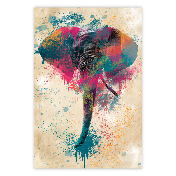 Wall Poster Elephant Trunk - cheerful colorful abstraction with African animal 128860