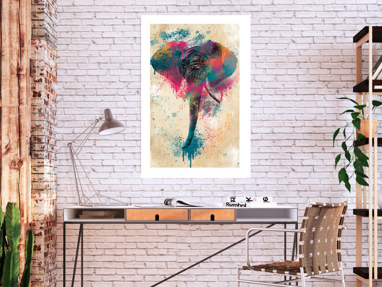 Wall Poster Elephant Trunk - cheerful colorful abstraction with African animal 128860 additionalImage 8