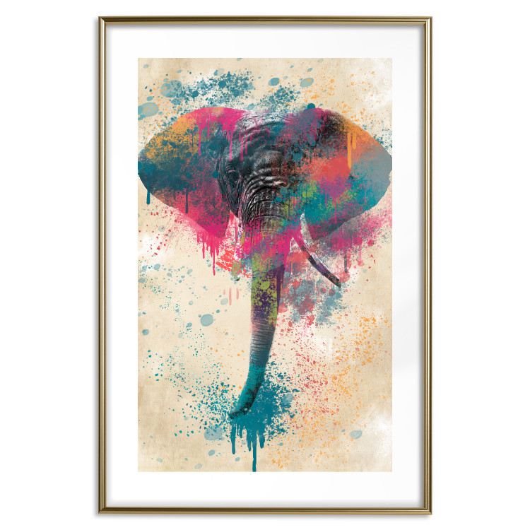 Wall Poster Elephant Trunk - cheerful colorful abstraction with African animal 128860 additionalImage 16