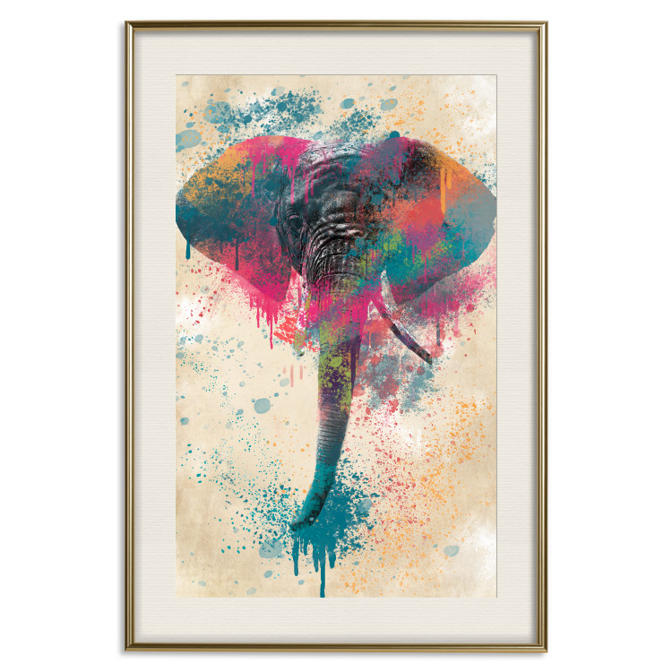 Wall Poster Elephant Trunk - cheerful colorful abstraction with African animal 128860 additionalImage 20