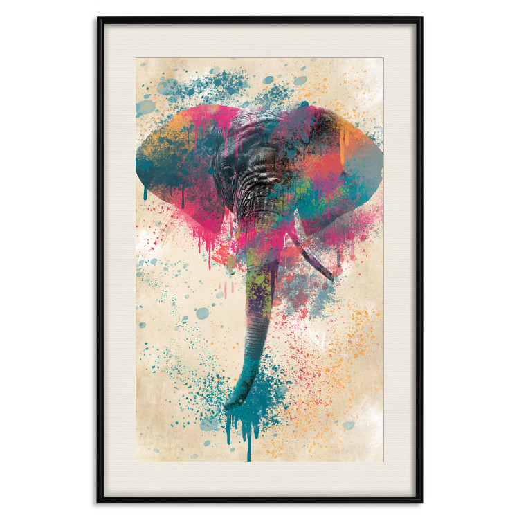 Wall Poster Elephant Trunk - cheerful colorful abstraction with African animal 128860 additionalImage 19