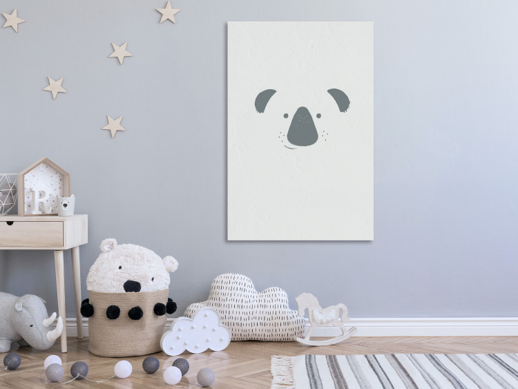 Canvas Art Print Smiling Koala (1-piece) Vertical - animal on a gray background 130560 additionalImage 3
