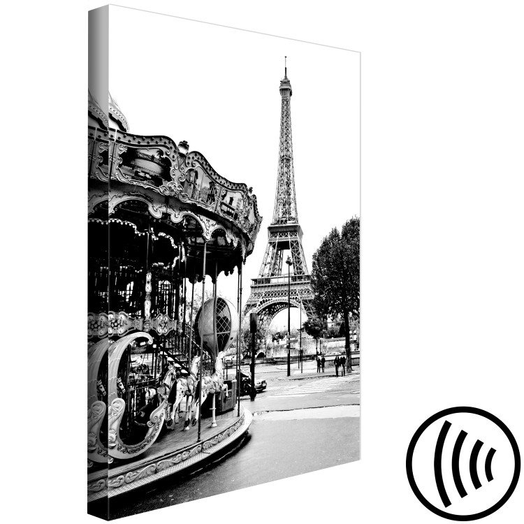Canvas Carousel at Eiffel Tower - black-white graphic of Paris architecture 132260 additionalImage 6