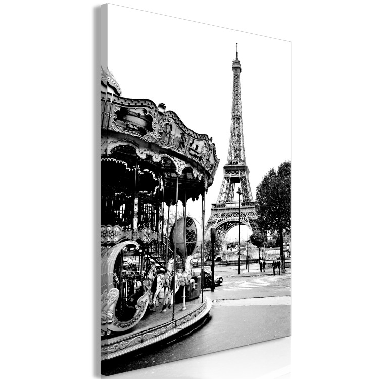 Canvas Carousel at Eiffel Tower - black-white graphic of Paris architecture 132260 additionalImage 2