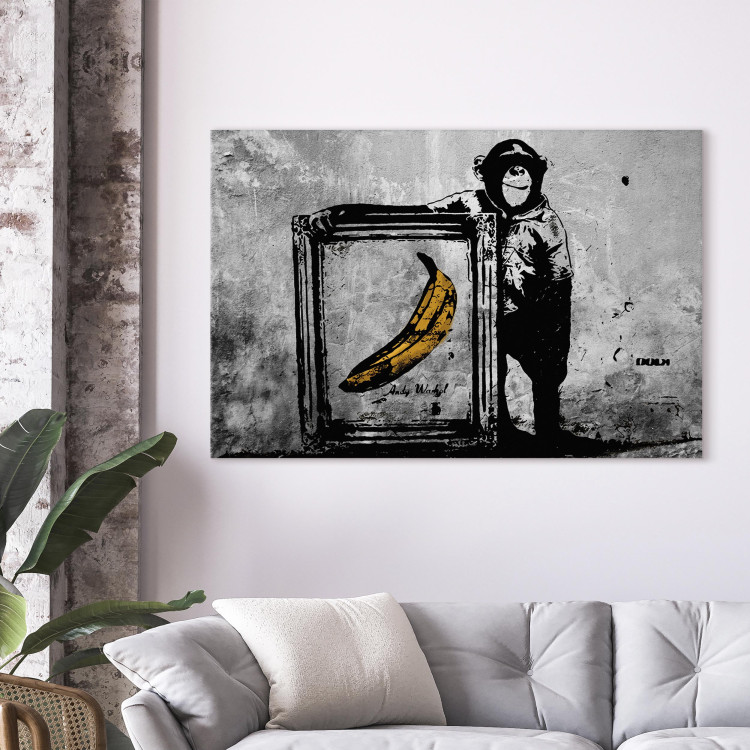 Canvas Inspired by Banksy - black and white 132460 additionalImage 11