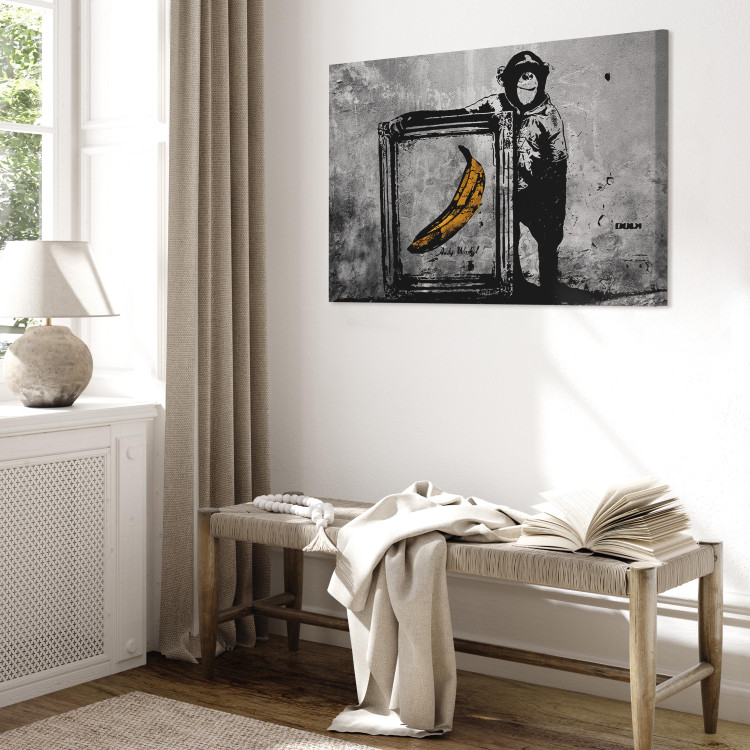 Canvas Inspired by Banksy - black and white 132460 additionalImage 4