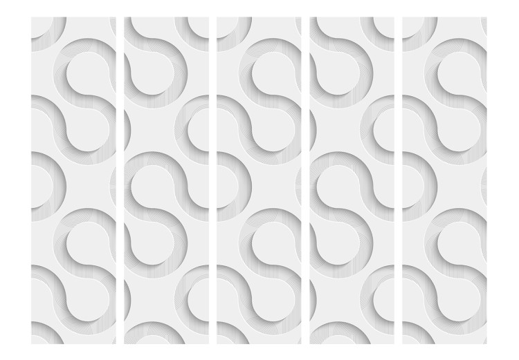 Room Divider Screen Streamers II (5-piece) - composition in a fluid pattern in shades of gray 132560 additionalImage 3