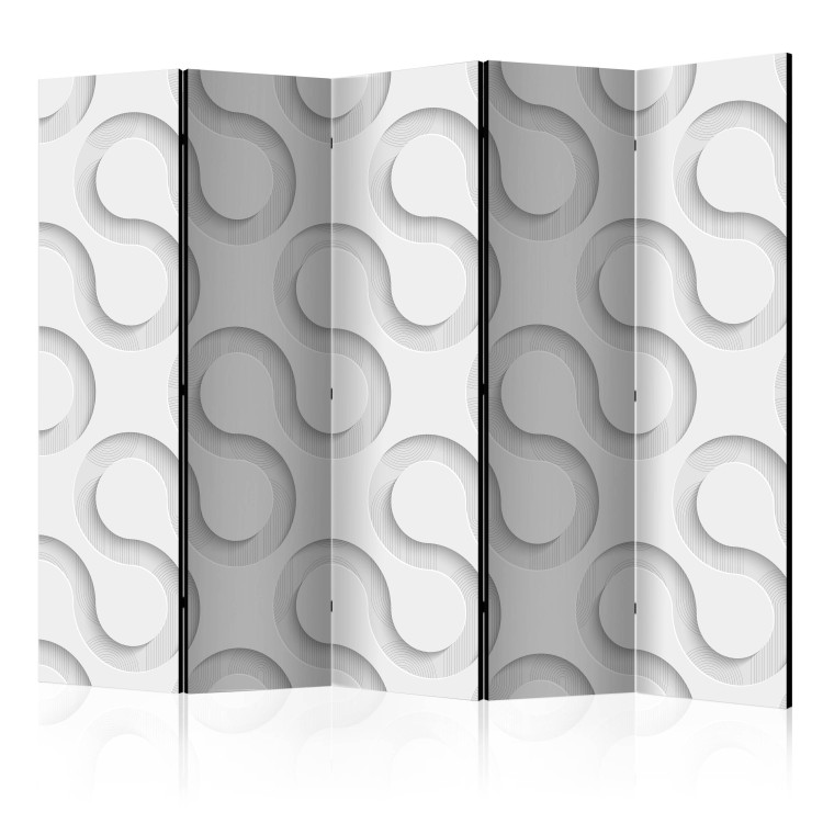 Room Divider Screen Streamers II (5-piece) - composition in a fluid pattern in shades of gray 132560