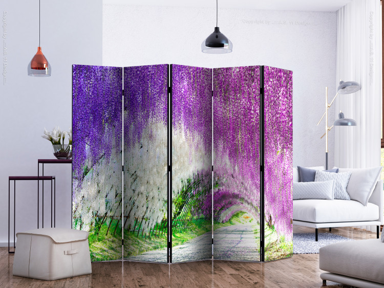 Room Separator Enchanted Garden II (5-piece) - landscape among purple flowers 132760 additionalImage 2