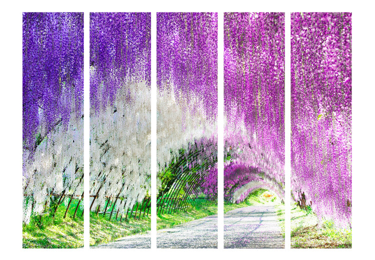 Room Separator Enchanted Garden II (5-piece) - landscape among purple flowers 132760 additionalImage 3