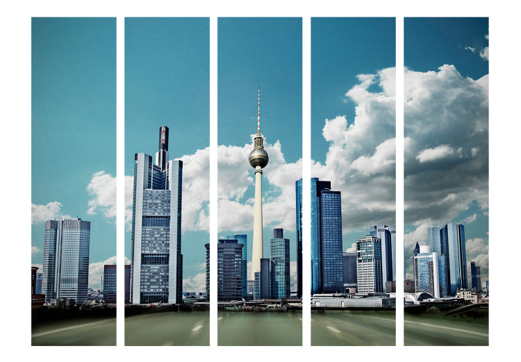 Room Separator Berlin II (5-piece) - city architecture in cool colors 133160 additionalImage 3