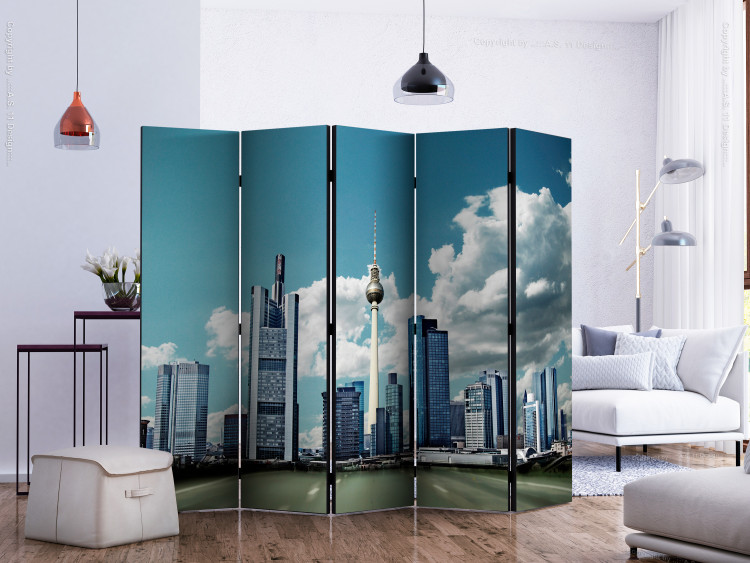 Room Separator Berlin II (5-piece) - city architecture in cool colors 133160 additionalImage 2