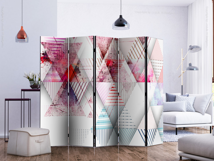 Folding Screen World of Triangles II (5-piece) - geometric colorful abstraction 133560 additionalImage 2