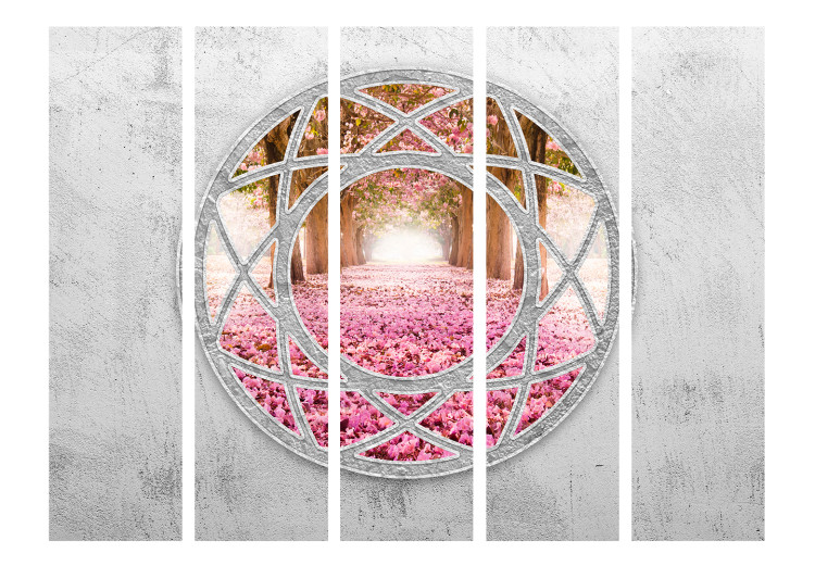 Room Divider Screen Enchanted Window II - view from concrete window to cherry tree landscape 133660 additionalImage 3