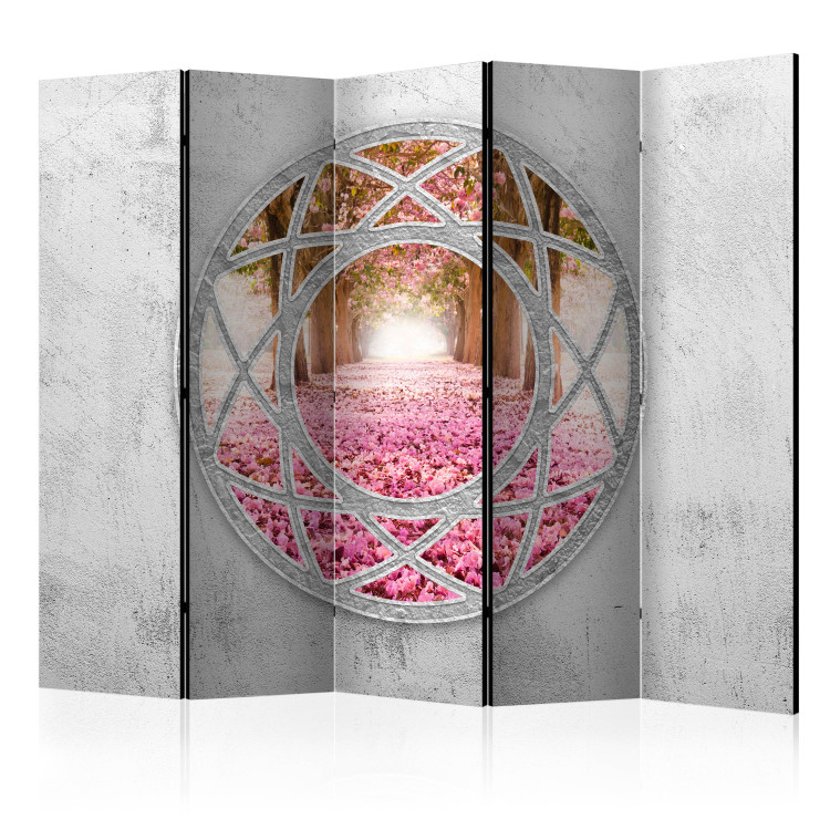 Room Divider Screen Enchanted Window II - view from concrete window to cherry tree landscape 133660