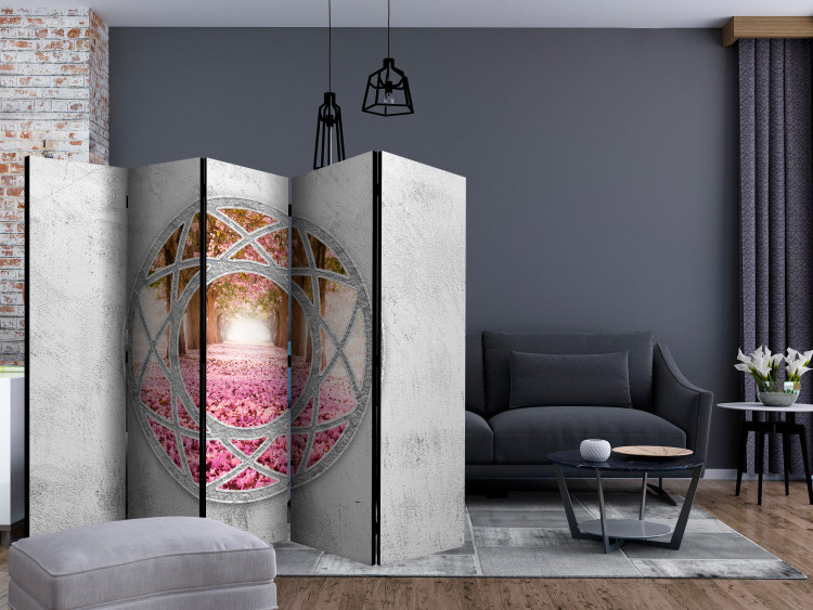 Room Divider Screen Enchanted Window II - view from concrete window to cherry tree landscape 133660 additionalImage 4