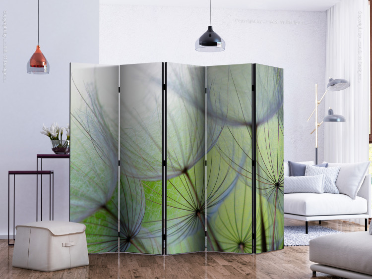 Room Divider Screen Fleeting Moments II - whimsical dandelion flowers on a light green background 133860 additionalImage 2