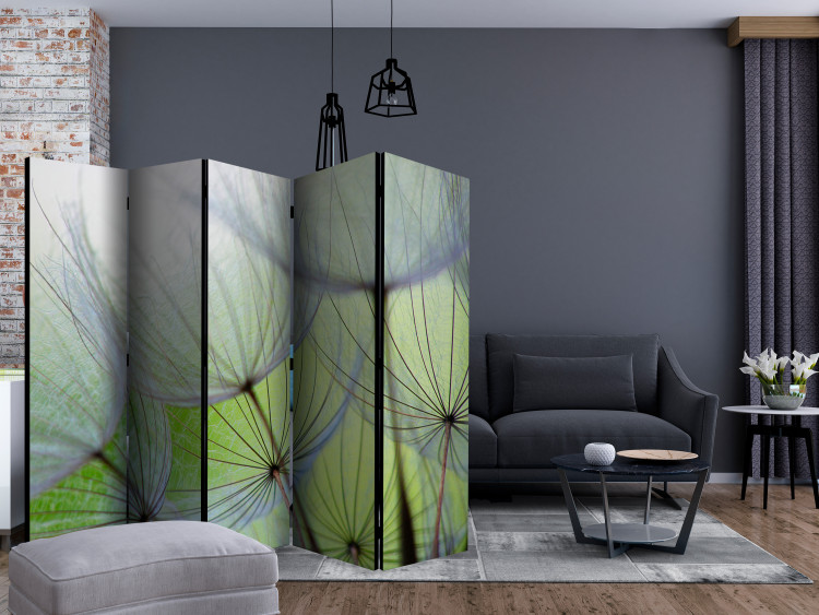 Room Divider Screen Fleeting Moments II - whimsical dandelion flowers on a light green background 133860 additionalImage 4