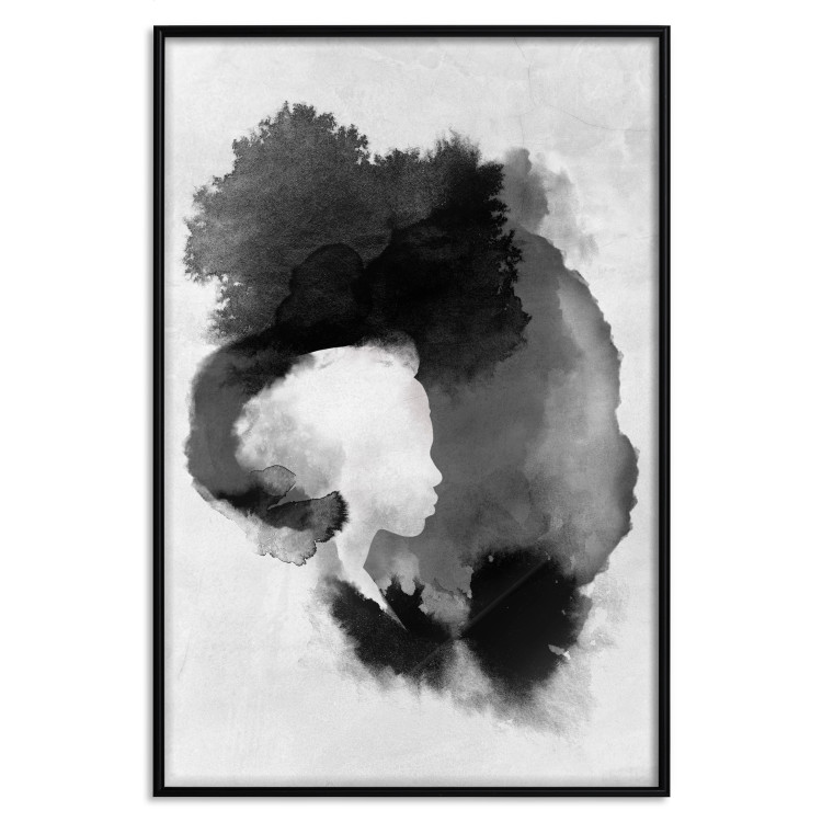 Poster Painted by Light - black abstraction of a human face on a white background 135360 additionalImage 17