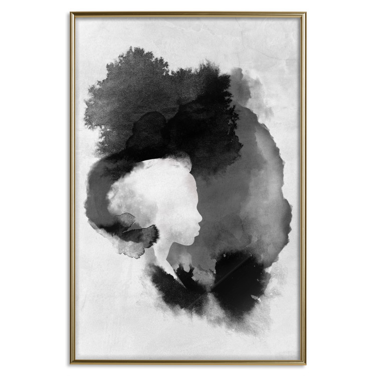 Poster Painted by Light - black abstraction of a human face on a white background 135360 additionalImage 20