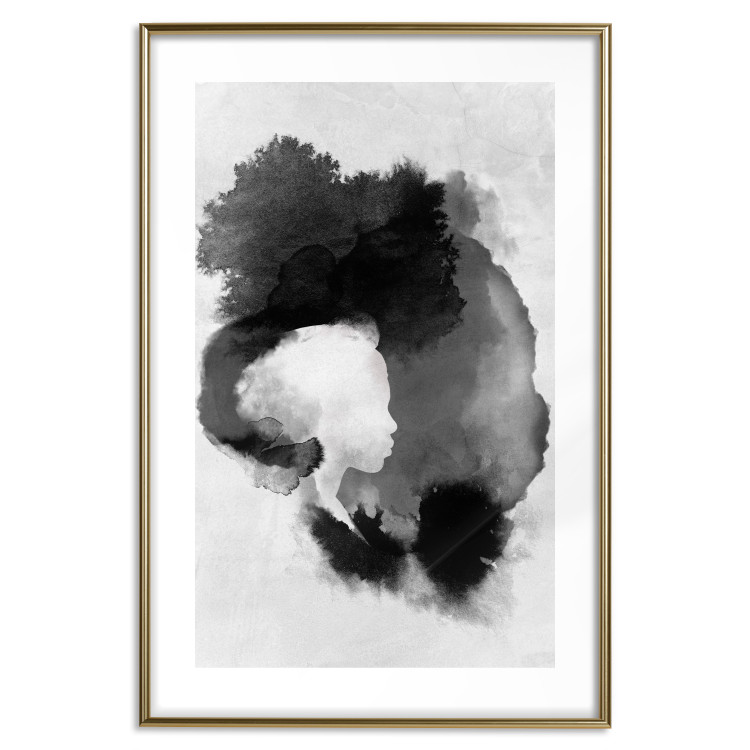 Poster Painted by Light - black abstraction of a human face on a white background 135360 additionalImage 15
