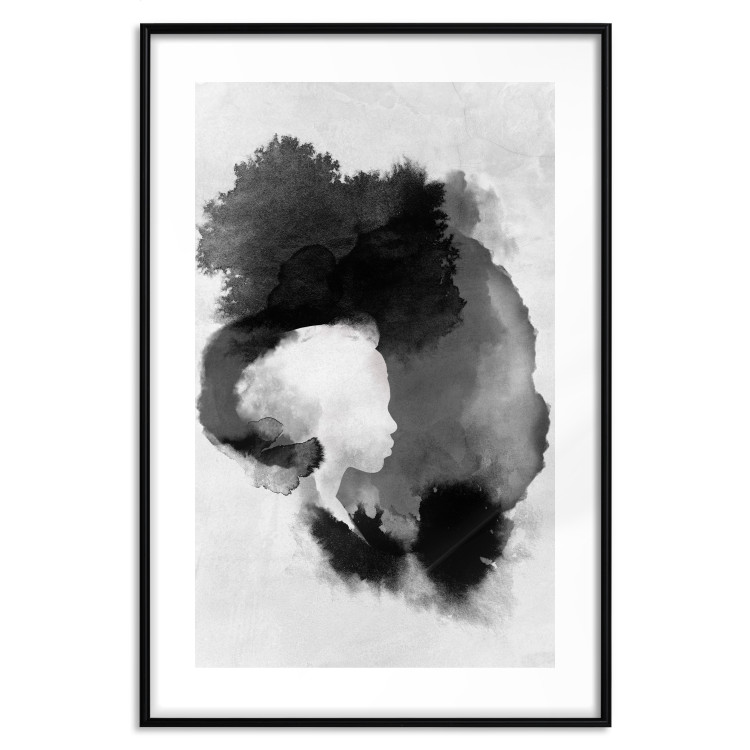 Poster Painted by Light - black abstraction of a human face on a white background 135360 additionalImage 16
