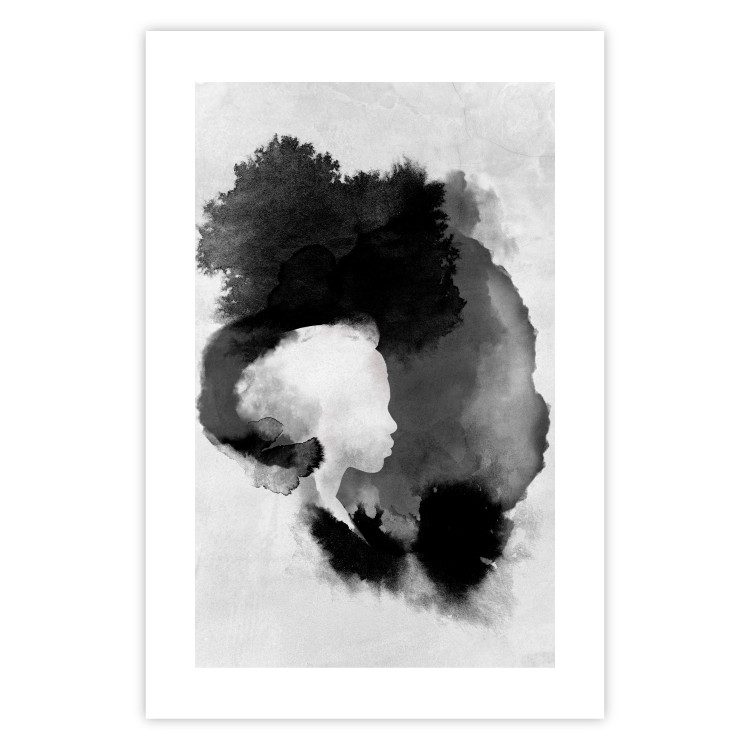 Poster Painted by Light - black abstraction of a human face on a white background 135360 additionalImage 19