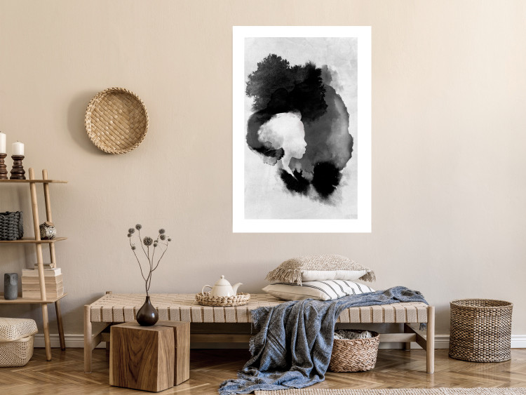 Poster Painted by Light - black abstraction of a human face on a white background 135360 additionalImage 13