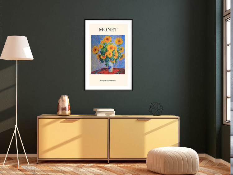 Poster Decorative Sunflowers - bouquet of yellow flowers in a vase and texts 135760 additionalImage 19