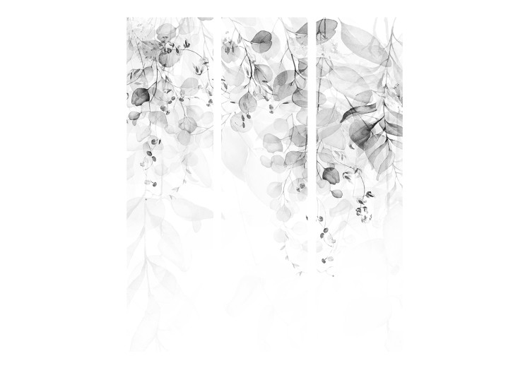 Room Separator Touch of Nature - Third Variant (3-piece) - Black and white leaves 136160 additionalImage 3