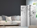 Room Separator Touch of Nature - Third Variant (3-piece) - Black and white leaves 136160 additionalThumb 2