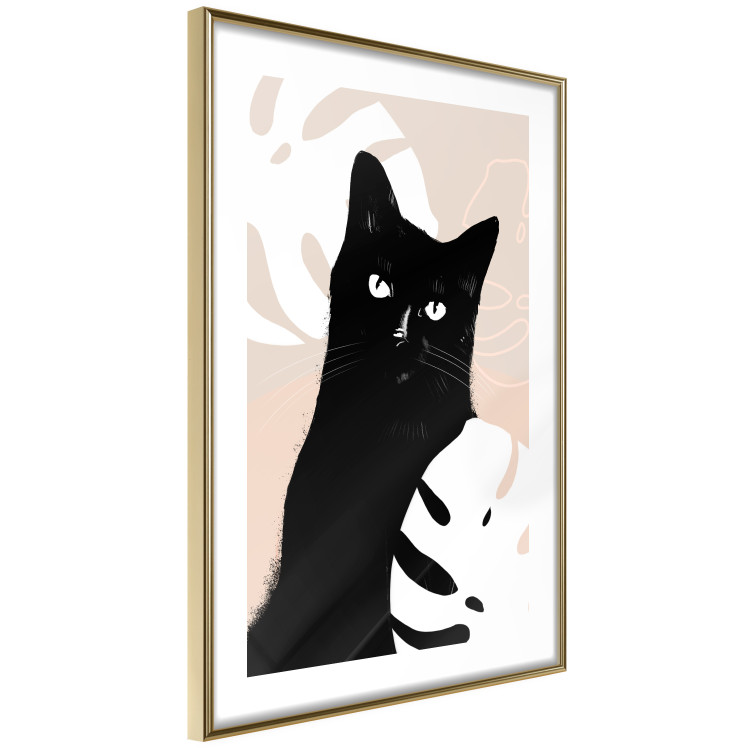 Wall Poster Cat in Monsteras - black animal among plants on a pastel background 137860 additionalImage 5