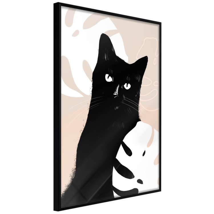 Wall Poster Cat in Monsteras - black animal among plants on a pastel background 137860 additionalImage 7