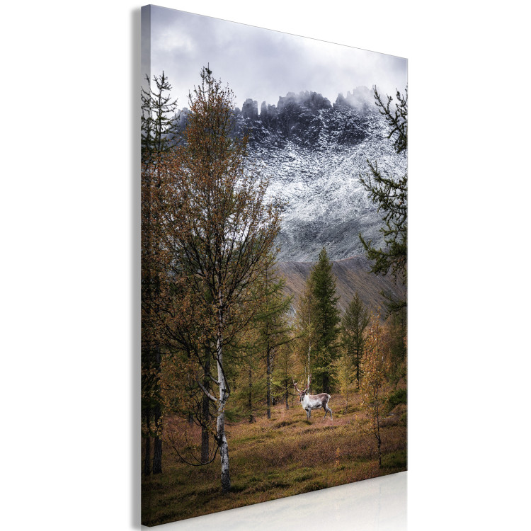Canvas Print Autumn Guest (1-piece) Vertical - forest landscape overlooking mountains 138760 additionalImage 2