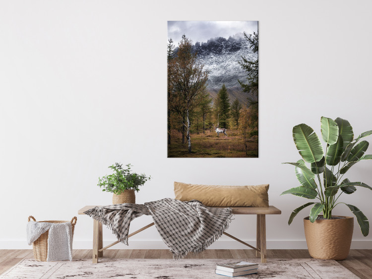 Canvas Print Autumn Guest (1-piece) Vertical - forest landscape overlooking mountains 138760 additionalImage 3