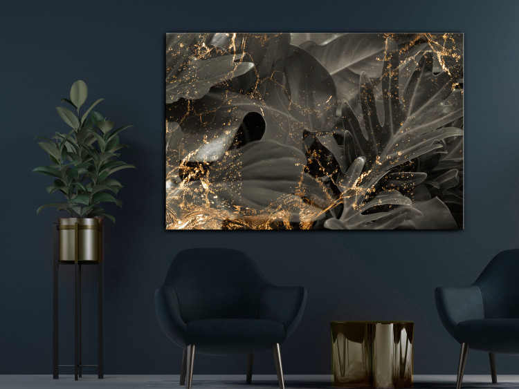 Canvas Golden Rain (1-piece) Wide - elegant art deco abstraction 142960 additionalImage 3