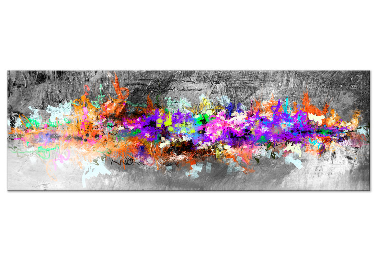Canvas Art Print Vivid Glow (1-piece) Narrow - colorful abstraction amidst grays 143160
